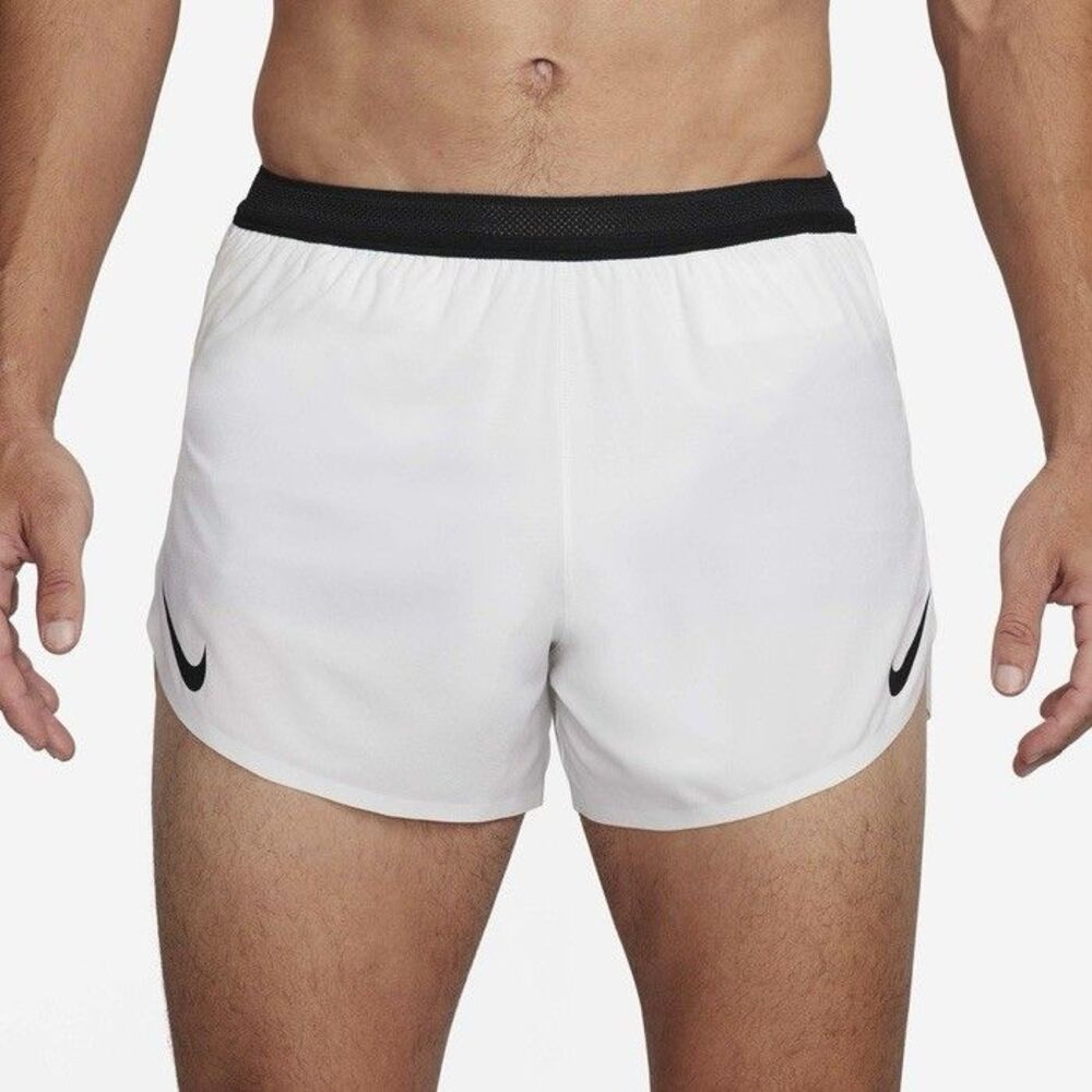 Nike AeroSwift 4" Brief-Lined Men's Size M White Black Running Shorts